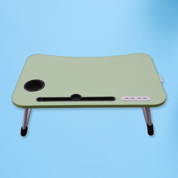 04_21ce9e62-e19c-4f9a-a0fa-6bf9cbae3800.jpg MultiPurpose Study Table Foldable Portable Notebook Bed Lap Desk Tray Stand Reading Holder with Coffee Cup Slot, Drawer, Fan, USB Cable & Light for Breakfast, Reading & Movie Watching (1 Pc Mix Color)