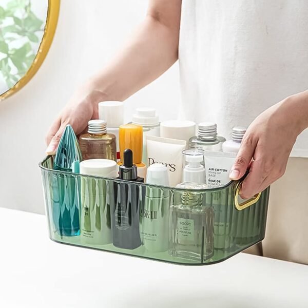 04_2819787c-dbd7-4658-820c-b14bb03e07d8.jpg Premium Ribbed Transparent Storage Basket with Gold Handle 25×14 cm 4 Pc