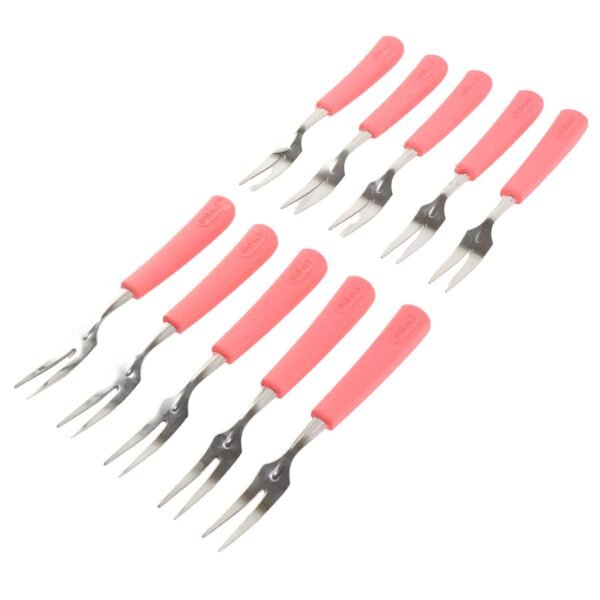 Premium Stainless Steel Fruit Fork Set – 10 Pieces with Soft Non-Slip Handle