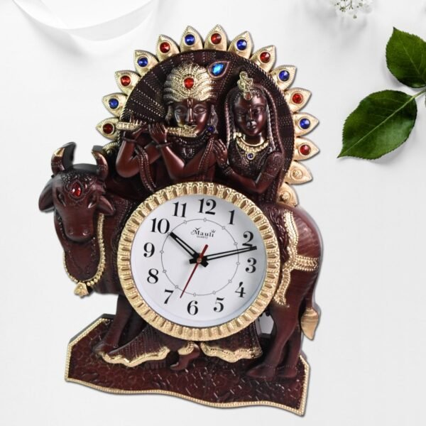 Analog Latest Stylish New Models Wall Clock with God Radha Kishan Frame