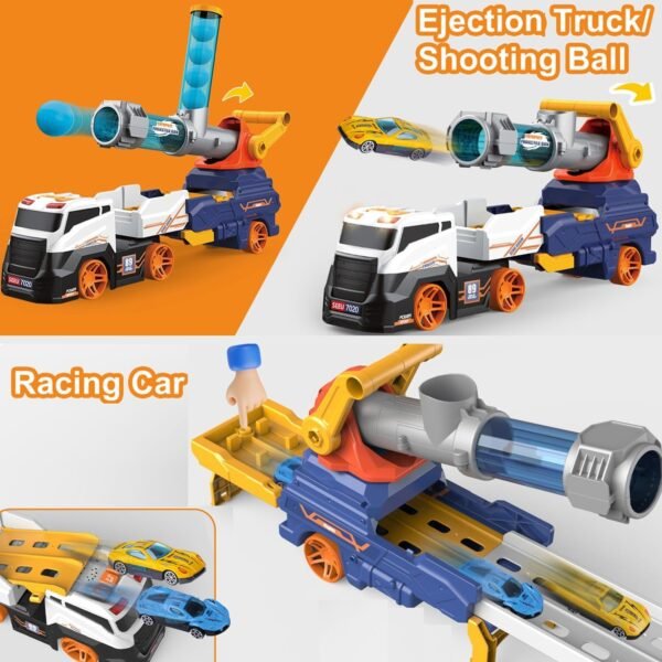 Large Truck Toys Include 2 Racing Cars+4 Ball, Light & Sounds (Battery Not Included)