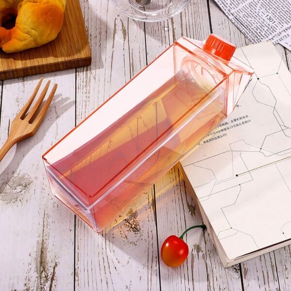 Plastic Milk Carton Colorful Clear Water Bottle, 17 Oz Portable Milk Box