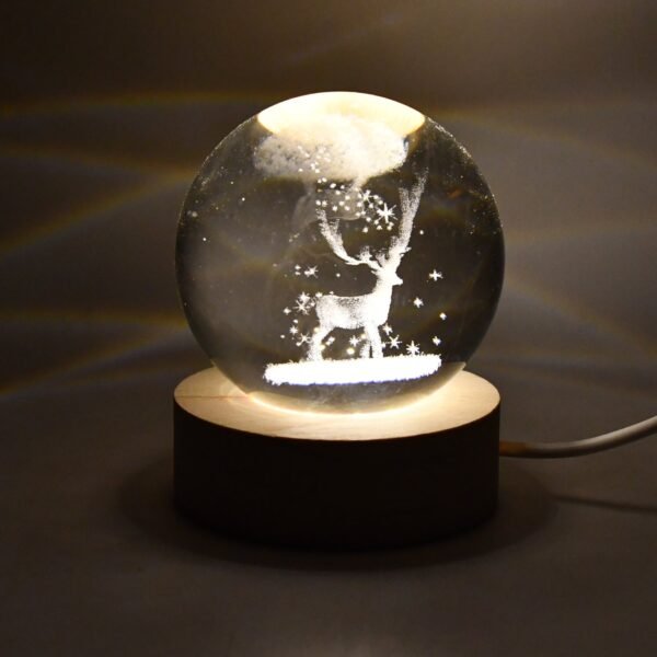 Crystal Ball Night Light Glass Ball Night Lamp with Wood Base
