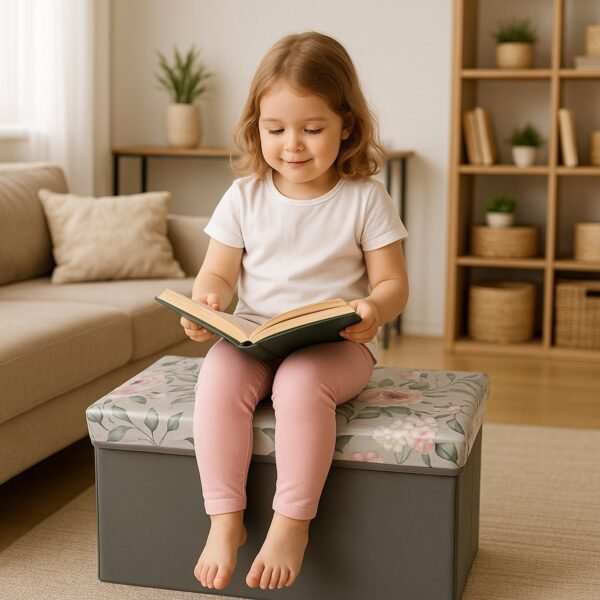 Premium Foldable Storage Box with Floral Lid (1 Pc)