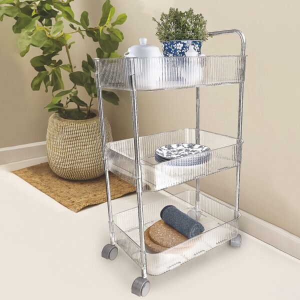 Apex Sapphire 3-Layer Multipurpose Storage Trolley with Wheels