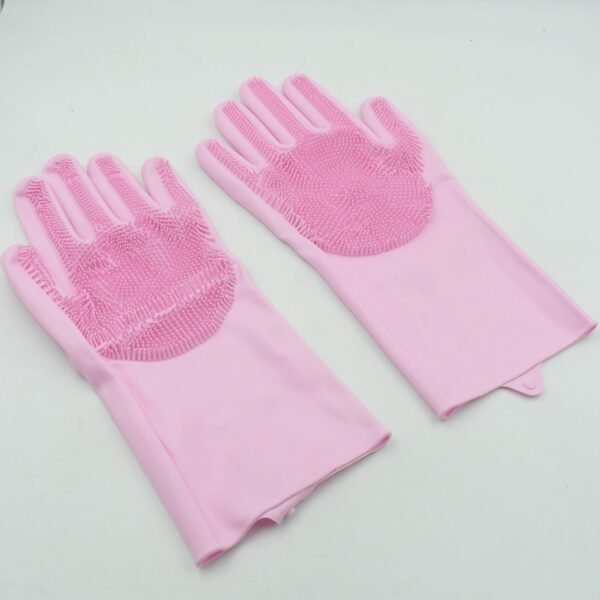 Dishwashing Gloves with Scrubber| Silicone Scrub Gloves (1 Pair , 196Gm)