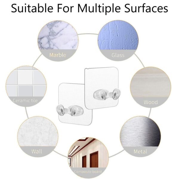 Transparent Self-Adhesive Wall Hook Waterproof & Oil-Proof Strong Holder (1 Pc)