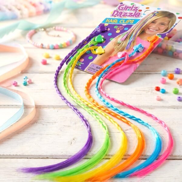 Colourful Braided Hair Extension Streaks for Girls & Kids (6 Pc)