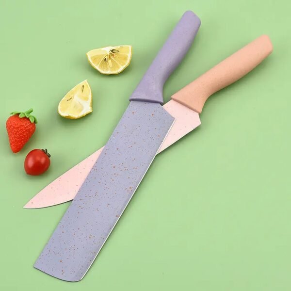 Colorful Chef Knife Set for Cutting (6 Pc, Non-Stick Steel)