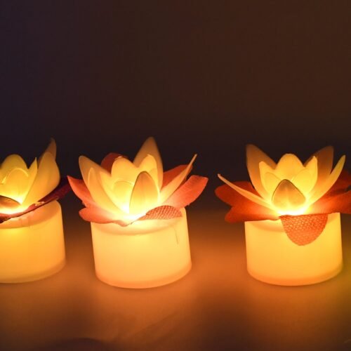 Decoration Candles/Led Diwali Decor Lotus Flower Candle, Diwali (5 Pc)