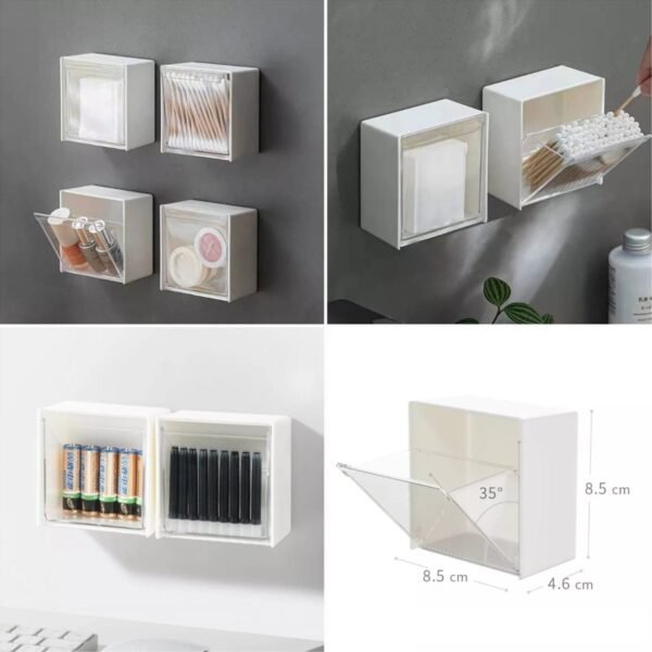 04_50ce0374-9916-4c86-850e-3c1a8a1c73e0.jpg 4037Adhesive Wall Mounted Flip Storage Box Holder Small Object Storage Case ( 1 pcs )
