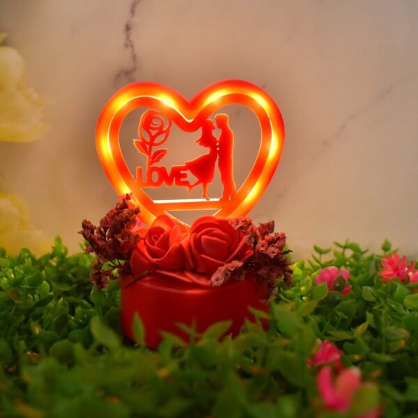 04_5306beaf-48d3-4db9-bd78-3ee3c58b5b5c.jpg Romantic Heart-Shaped Love Couple Decorative Showpiece with Rose Base (1 Pc)