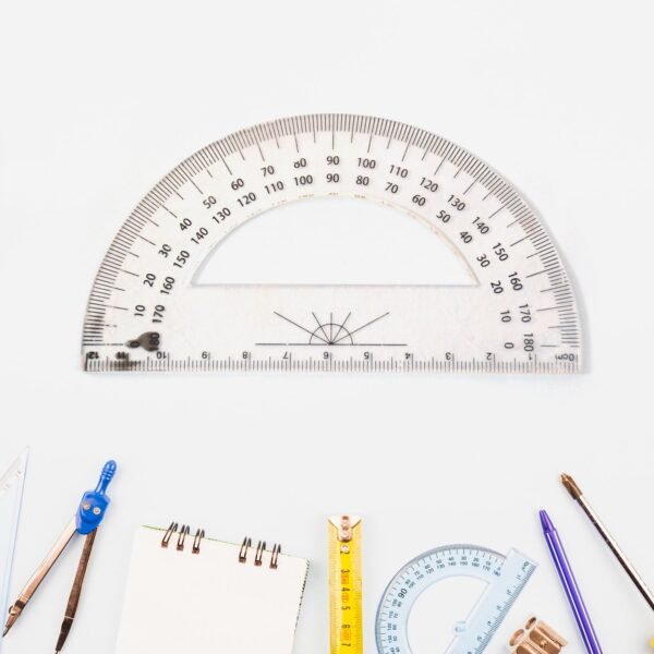 Multipurpose Transparent Plastic Protractor Set (3 Pcs Set)