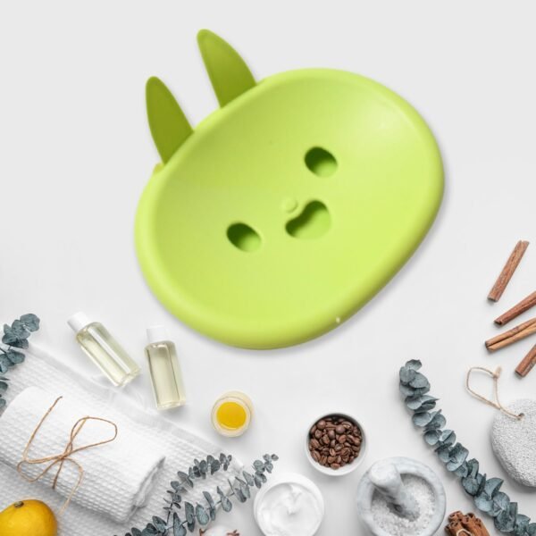 Soap Box  Cute Rabbit Shape Double Bowl Plastic Rack Storage