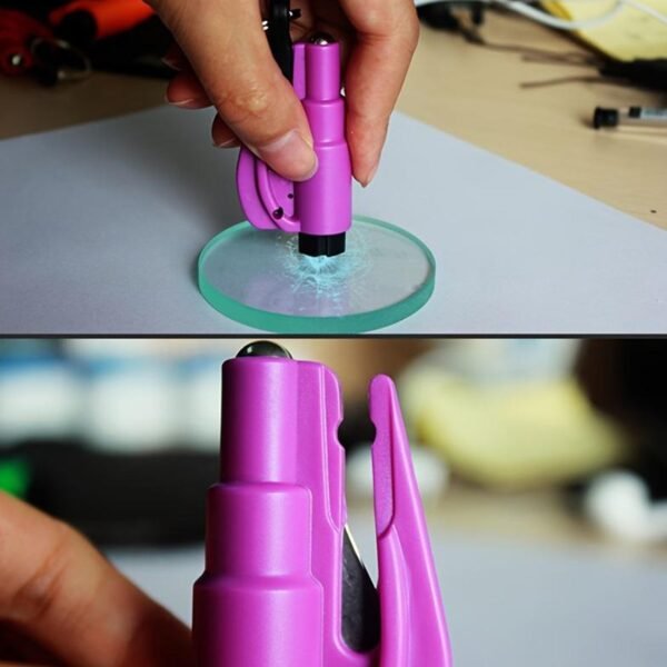 2-in-1 Emergency Safety Cutter – Keychain Tool for Glass Breaking