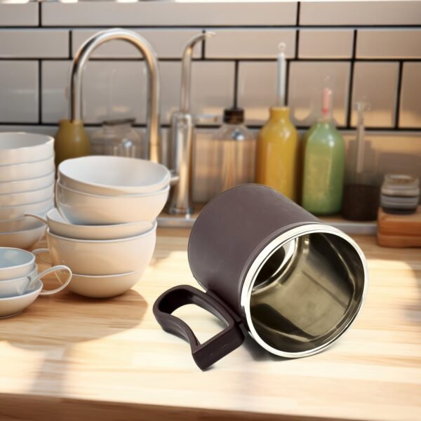 Coffee Mug with Lid & Handle – Plastic Covered Stainless Steel Mug (200 ML, Random Color)