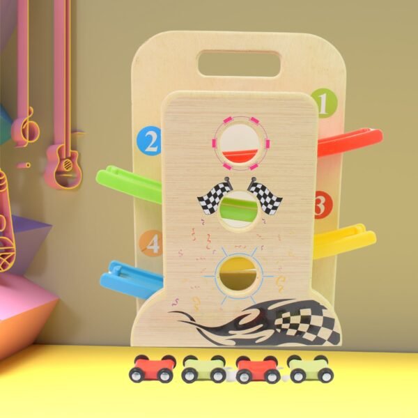 04_595a8a83-7a98-4cd9-88ed-88b0fdaa67fa.jpg Wooden Ramp Racer Race Track Vehicle Play sets With 4 Mini Racers (with Handle)