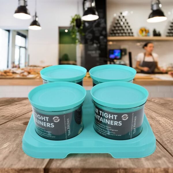 Airtight Container Jar 4 Pc Set with Tray for Kitchen
