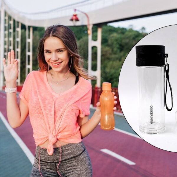 Outdoor Sport Glass Water Bottle With Steel Lid / 500 Ml Approx)