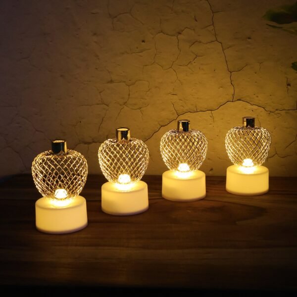 Decorative Apple Shape LED Tealight Candles - (4 Pc)