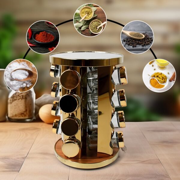 04_5eeeb0c6-a548-4f3a-bb35-db129015f349.jpg LED Spice Rack Organizer, Rotating Spice Rack (Golden / 16 Pc / MOQ - 6 pc)
