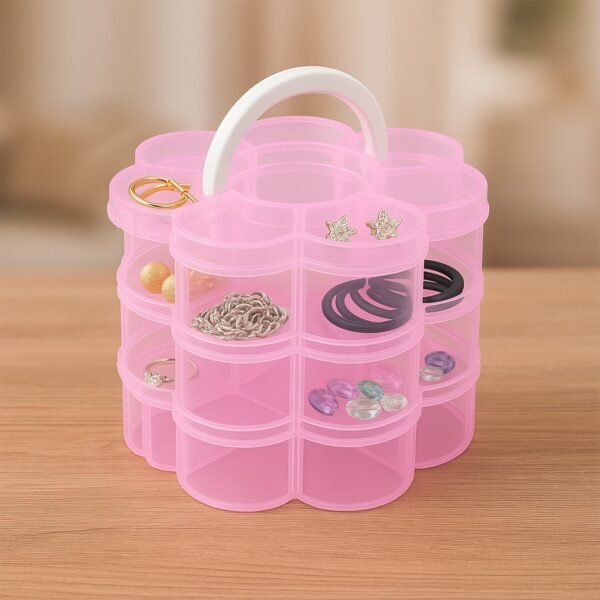 3-Layer Transparent Plastic Flower-Shaped Storage Box with 9 Grids