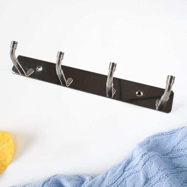 Stainless Steel Wall Mounted Coat 4 Hook Rack (20x3 / 1 Pc)