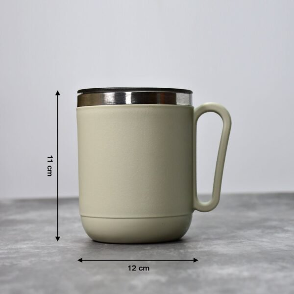Ganesh Stainless Steel Coffee Mug with heat resistant mug lid. Approx 400Ml mug