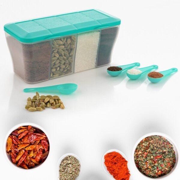 04_6c89273b-b202-47c2-a7b9-d4739cf0e2f5.jpg Kitchen Airtight 4-Section Storage Container / Pickle Jar 4 Spoons (1 Pc / Mix Color)