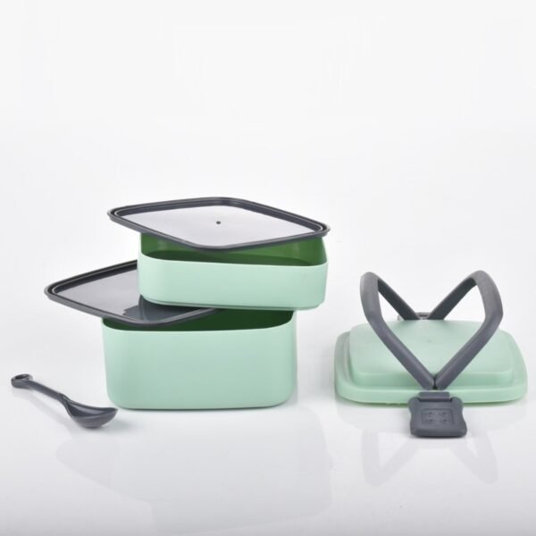 GREEN DOUBLE-LAYER PORTABLE LUNCH BOX