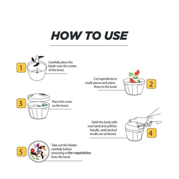 Manual Stainless Steel Vegetable Chopper – Compact, Extra Sharp with 5 Blades