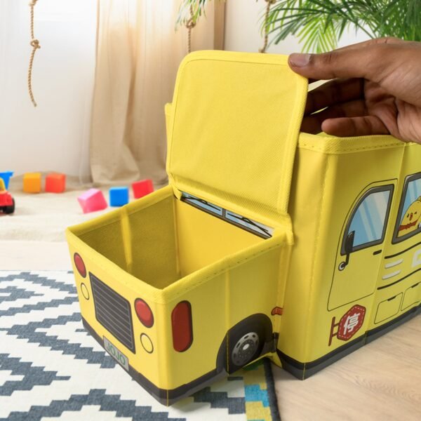 04_7e651f3f-33b6-40a8-9086-3930de7fb00c.jpg School Bus Shaped Portable Foldable Toy Box Storage with Lid (1 Pc)