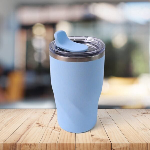 Stainless Steel Insulated Coffee Mug With Wooden Straw, Tumbler (350ml Approx)