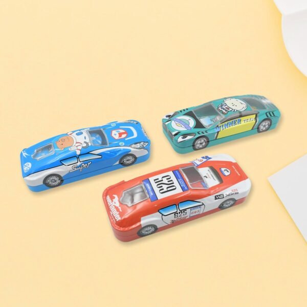 Car-Shaped Metal Compass Box (1 Pc): Pencil Case for Kids, Stationery