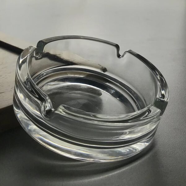 Glass Crystal Round Ashtray for Cigar & Cigarettes – Home & Office Table Decor