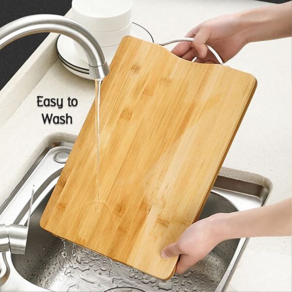 Thick Wooden Bamboo Kitchen Chopping Board with Holder for Fruits & Meat
