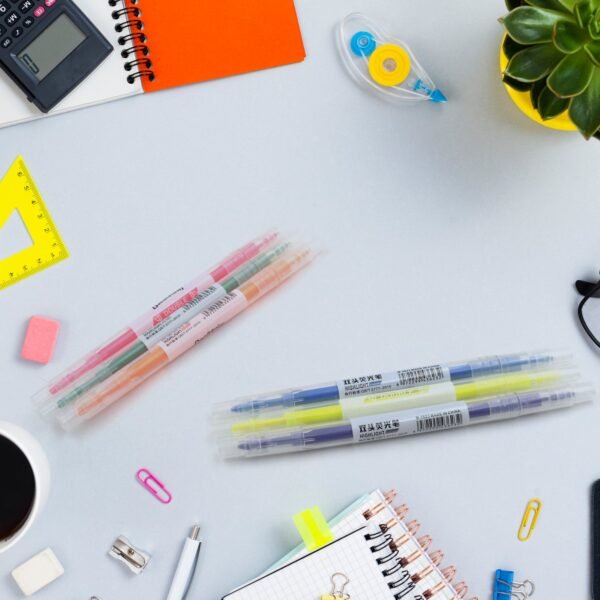 Dual-Headed Highlighter 6 Colors Pen  for Classroom and office  (6 Pc Set)