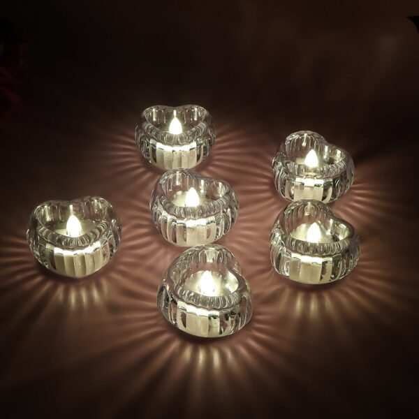 LED Crystal Tealight Decorative Flameless Candles (6 Pc)