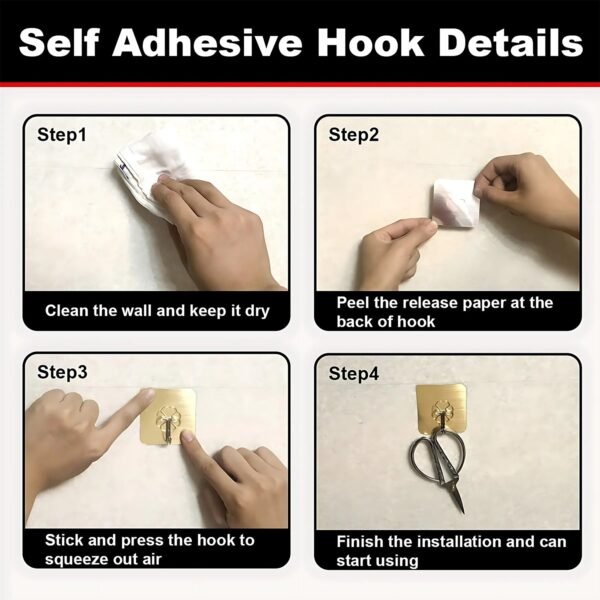 04_8e7639ab-68c3-4826-a329-ce8be79dbf1e.jpg Plastic Adhesive Sticky Waterproof and Oil Proof, Wall Hook (5.5×3.5 Cm & 10 Pc)