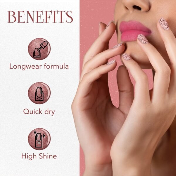 OG Beauty Metallic Rose Starlet Glitter Nail Paint (10 ML / 1 Pc)