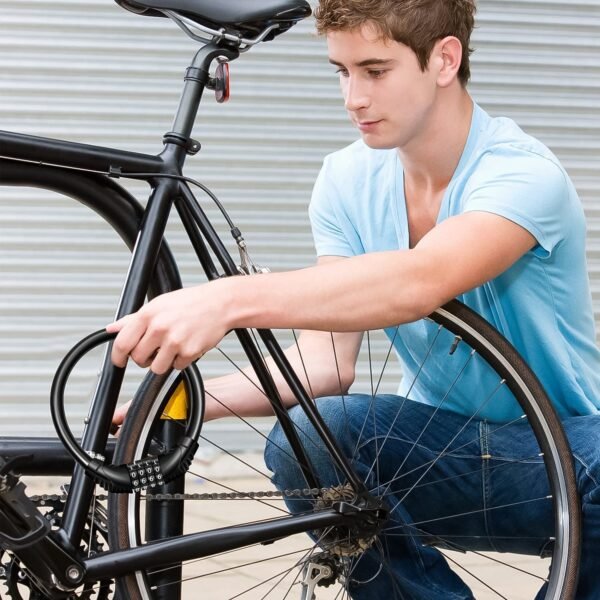 Bike Lock Cable Resettable Cable Lock - Self Coiling 4 Digit Combination Bike Lock