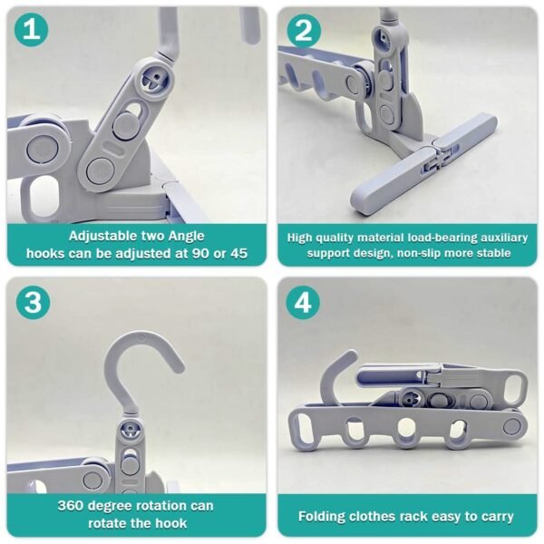 5-Hole Foldable Clothes Hanger – Robust, Space-Saving Travel Rack