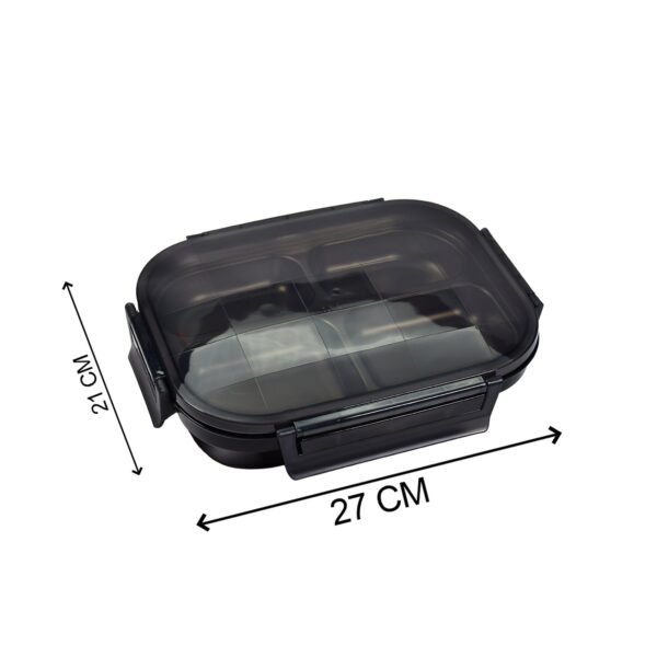 Black Transparent 4 Compartment Lunch Box