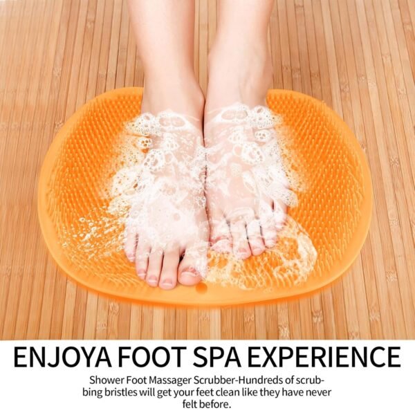 Yellow Silicone Bath Massage Cushion – Suction Cup Exfoliating Foot Scrubber & Mat