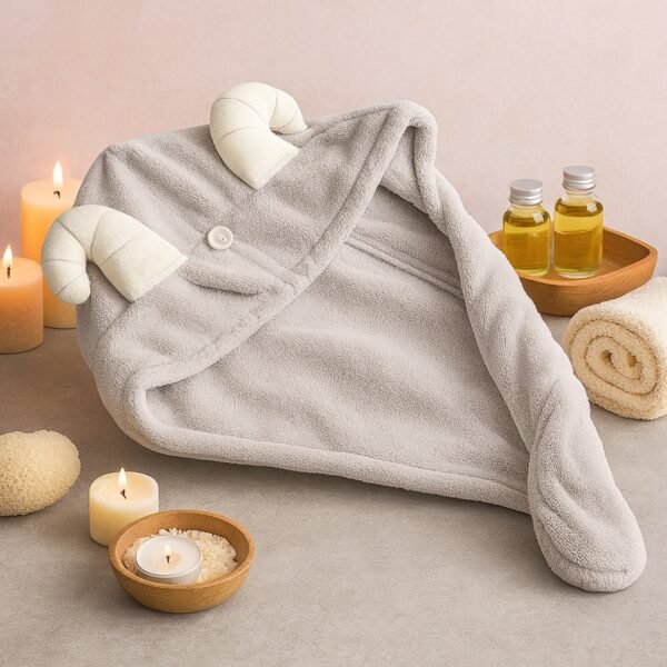 04_WomenHairTowel.jpg Cute Animal Ear Hooded Hair Drying Towel Wrap (1 Pc)