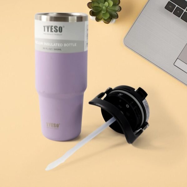 Stainless Steel Vacuum Insulated Coffee Mug with Straw & Tumbler (900 ml)