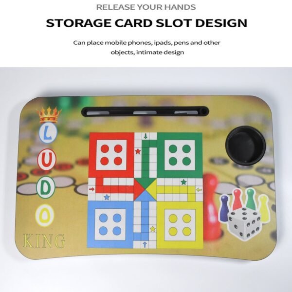 Ludo Design Foldable Study & Laptop Table for Children with Tablet Slot & Cup Holder