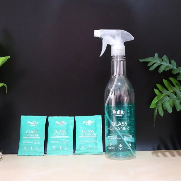 Pollic Kadam Concentrated Glass & Mirror Cleaner Refill Kit Reusable Spray Bottle