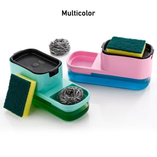 2 in 1 Plastic Dish Soap Liquid Dispenser Sponge Holder ,Sabudani  (1 Set)