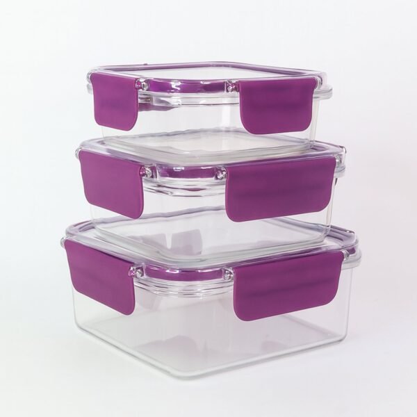 Airtight Square Food Storage Container Set (3 Pc)